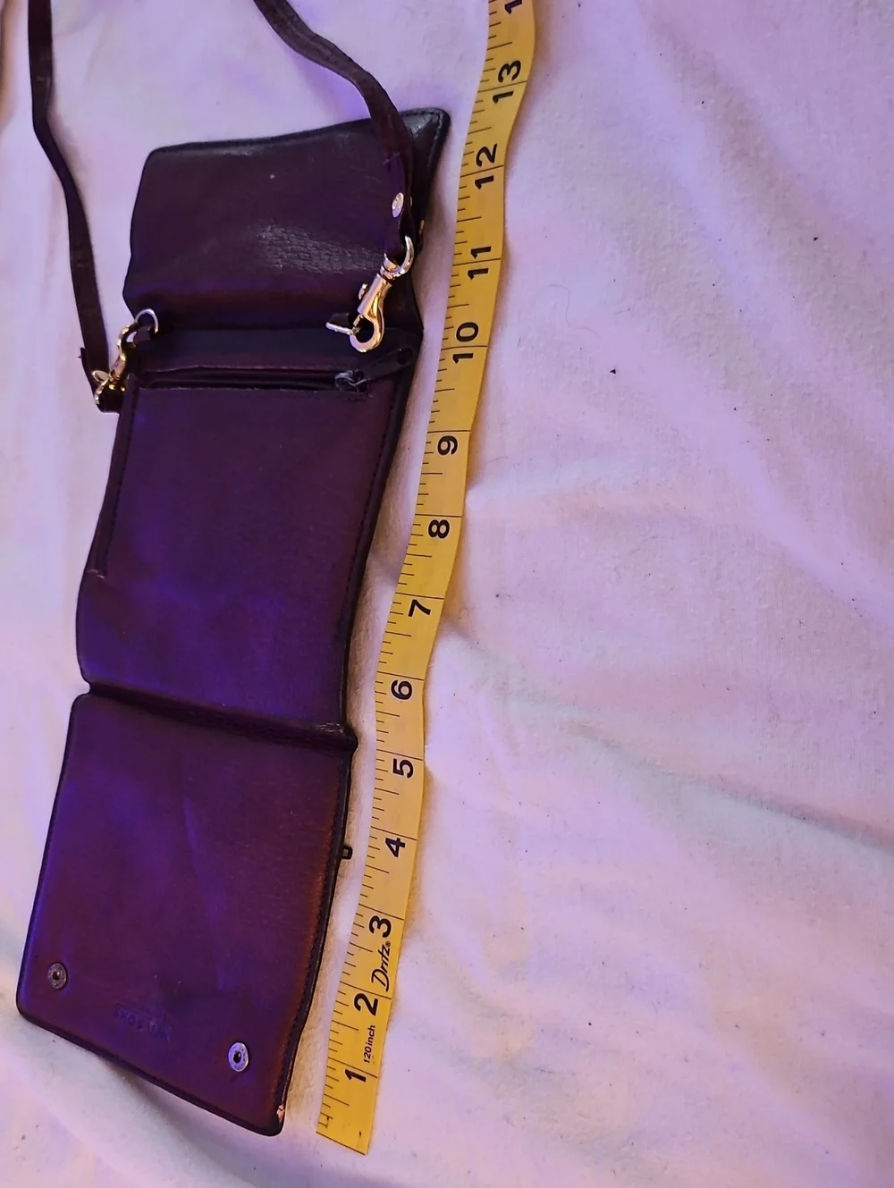 Wilson Purple Brown Leather Wallet Cross Body Purse